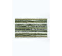 HOMESCAPES Super Absorbent Soft 100% Cotton ‘Devon’ Green and White Bathmat with Striped Geometric Pattern and Non Slip Latex Backing, 50 x 80 cm Large Shower Mat Machine Washable
