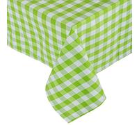 HOMESCAPES Green Table Cloth, Cotton Gingham Tablecloth, Rectangular Block Check, Handcrafted & Durable Dining Table Cover with Hem Stitch, Hypoallergenic, Washable, 137 x 228cm
