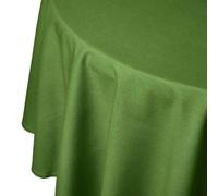 HOMESCAPES Green Table Cloth, Plain Cotton Round Tablecloth, Handcrafted & Durable Dining Table Cover with Hem Stitch, Hypoallergenic, Washable, Olive Green - 178cm