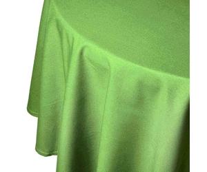 HOMESCAPES Green Table Cloth, Plain Cotton Round Tablecloth, Handcrafted & Durable Dining Table Cover with Hem Stitch, Hypoallergenic, Washable, Lime Green - 178cm