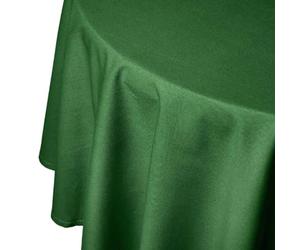 HOMESCAPES Green Table Cloth, Plain Cotton Round Tablecloth, Handcrafted & Durable Dining Table Cover with Hem Stitch, Hypoallergenic, Washable, Dark Green - 178cm