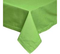 HOMESCAPES Green Table Cloth, Plain Cotton Tablecloth, Extra Large Rectangular, Handcrafted & Durable Dining Table Cover with Hem Stitch, Hypoallergenic, Washable, Lime Green - 178 x 300cm