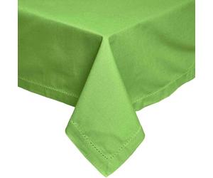 HOMESCAPES Green Table Cloth, Plain Cotton Tablecloth, Extra Large Rectangular, Handcrafted & Durable Dining Table Cover with Hem Stitch, Hypoallergenic, Washable, Lime Green - 178 x 300cm