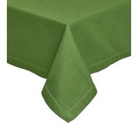 HOMESCAPES Green Table Cloth, Plain Cotton Tablecloth, Large Rectangular, Handcrafted & Durable Dining Table Cover with Hem Stitch, Hypoallergenic, Washable, Olive Green - 137 x 228cm