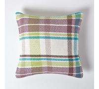 Homescapes Green Tartan 100% Cotton Falun Cushion Cover, 45 X 45 Cm