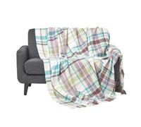 Homescapes Green Tartan 100% Cotton Falun Throw With Tassels, 225 X 255 Cm