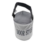 HOMESCAPES Grey and Black Fabric Doorstopper with Handle Rustic Style Heavy Duty Door Stop