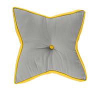 HOMESCAPES Grey and Yellow Star Floor Cushion Large Decorative Children’s & Garden Seat Pad, Pre-Filled 100% Cotton Indoor and Outdoor Cushion, 48cm