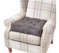 HOMESCAPES Grey Armchair Booster Cushion Large Firm 50 cm Square Seat Pad with Supportive 10 cm Thick Lift Luxury Soft Touch Faux Suede Cushion For The Elderly, Post-Operative and Pregnancy