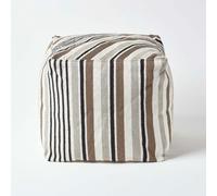 Homescapes Stripe Cube Square Footstool 40 x 40 x 40 cm in Grey Homescapes Grey 40 x 40 x 40 cm