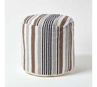 (45 x 40 cm) Grey Black and White Stripe Bean Filled Pouffe and Footstool