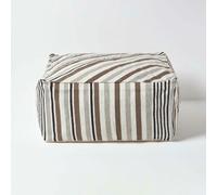 Homescapes Stripe Beanbag Cube Pouffe Large 60 X 60 X 30 Cm In Grey Grey One Size