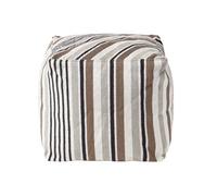 Homescapes Grey, Black And White Stripe Cube Square Footstool 40 X 40 X 40 Cm