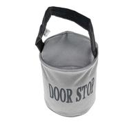 HOMESCAPES Grey and Black Fabric Doorstopper with Handle Rustic Style Heavy Duty Door Stop