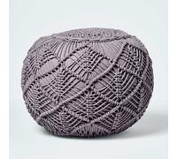 Homescapes Grey Crochet Knitted Pouffe 35 X 40 Cm