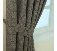 Homescapes Grey Damask Jacquard Curtain Tie Back Pair