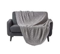 Homescapes Grey Diamond Cable Knit Cotton Throw, 150 X 200 Cm
