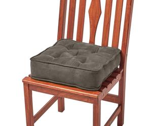 HOMESCAPES Grey Dining Chair Booster Cushion Large Firm 40cm Square Seat Pad with Supportive 10cm Thick Lift Luxury Soft Grey Faux Suede Cushion For The Elderly, Post-Operative and Pregnancy