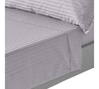 Homescapes Grey Egyptian Cotton Satin Stripe Flat Sheet 330 Tc, Super King