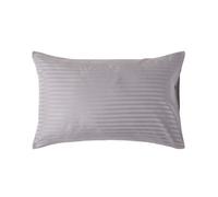 HOMESCAPES Grey Pure Egyptian Cotton Pillowcase Standard Size 330 TC 500 Thread Count Percale Equivalent Satin Stripe Housewife Pillow Case