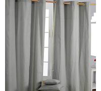 (W 137cm x Drop 228 cm, Grey) Plain Cotton Eyelet Curtains