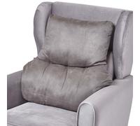 HOMESCAPES Grey Support Cushion Thick Lumbar Cushion for Armchair, Desk Chair or Sofa Soft Faux Suede Orthopaedic Posture Cushion, 15cm Deep