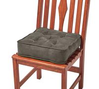 HOMESCAPES Grey Dining Chair Booster Cushion Large Firm 40cm Square Seat Pad with Supportive 10cm Thick Lift Luxury Soft Grey Faux Suede Cushion For The Elderly, Post-Operative and Pregnancy
