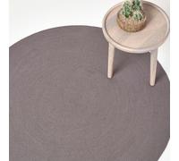 Homescapes Grey Handmade Woven Braided Round Rug, 120 Cm