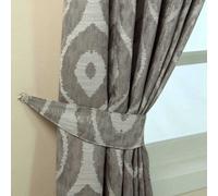 Homescapes Grey Ikat Jacquard Curtain Tie Back Pair