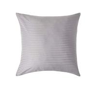 HOMESCAPES Grey Pure Egyptian Cotton Euro Size Pillowcase 60 x 60 cm 330 TC 500 Thread Count Percale Equivalent Satin Stripe Pillow Case with Zip Pack of 4