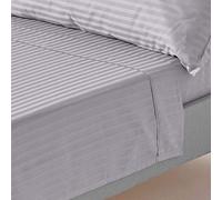 Egyptian Cotton Satin Stripe Flat Sheet 330 Thread Count Homescapes Grey Double Flat