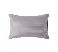 HOMESCAPES Grey Pure Egyptian Cotton Pillowcase Standard Size 330 TC 500 Thread Count Percale Equivalent Satin Stripe Housewife Pillow Case Pack of 4