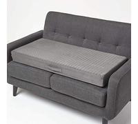HOMESCAPES Grey Quilted 2-Seater Booster Cushion with Removable Cover 100 cm Long 10cm Deep Firm Orthopaedic Foam Cushion Two Seater Sofa Seat Pad with Soft Faux Suede Washable Cover