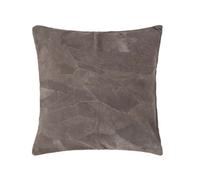 Homescapes Grey Real Leather Suede Cushion With Feather Filling