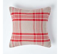 (Grey & Red, 60 x 60 cm) Tartan Pattern Cushion Cover