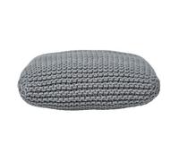 Homescapes Grey Square Cotton Knitted Pouffe Floor Cushion
