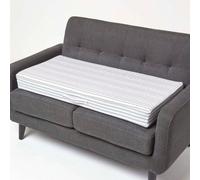HOMESCAPES Grey Striped Quilted 2-Seater Booster Cushion with Removable Cover 100 cm Long 10cm Deep Firm Orthopaedic Foam Cushion for Two Seater Sofa Seat Pad with Soft 100% Cotton Washable Cover