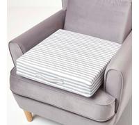 Homescapes Grey Stripe Cotton Orthopaedic Foam Armchair Booster Cushion