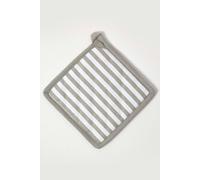 HOMESCAPES - Pure Cotton Pot Holder - Thin Stripe - Grey White - 20 x 20 cm - Fully Coordinated Washable Kitchen Linen