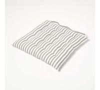 Homescapes Seat Pad Grey and White Stripe 100% Cotton with Button Straps 40 x 40 cm