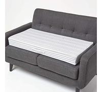 HOMESCAPES Grey Striped Quilted 2-Seater Booster Cushion with Removable Cover 100 cm Long 10cm Deep Firm Orthopaedic Foam Cushion for Two Seater Sofa Seat Pad with Soft 100% Cotton Washable Cover