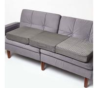 HOMESCAPES Grey Quilted 3-Seater Booster Cushion with Removable Cover 150 cm Long 10cm Deep Firm Orthopaedic Foam Cushion Three Seater Large Sofa Seat Pad with Soft Faux Suede Washable Cover