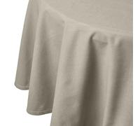HOMESCAPES Grey Table Cloth, Plain Cotton Round Tablecloth, Handcrafted & Durable Dining Table Cover with Hem Stitch, Hypoallergenic, Washable, 178cm