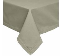 HOMESCAPES Grey Table Cloth, Plain Cotton Tablecloth, Extra Large Rectangular, Handcrafted & Durable Dining Table Cover with Hem Stitch, Hypoallergenic, Washable, 178 x 300cm