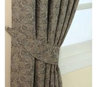 Homescapes Grey Vintage Floral Jacquard Curtain Tie Back Pair