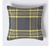 (Grey & Yellow, 45 x 45 cm) Tartan Pattern Cushion Cover