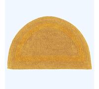 HOMESCAPES Half Round Bath Mat, Luxury 1600gsm Extra Soft 100% Cotton, Reversible Bathroom Mats Non-Slip, Washable, Super Absorbent, Quick-Dry, Mustard Semi Circle Bathroom Rug, 50 x 80 cm
