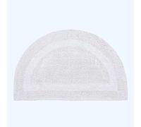 HOMESCAPES Half Round Bath Mat, Luxury 1600gsm Extra Soft 100% Cotton, Reversible Bathroom Mats Non-Slip, Washable, Super Absorbent, Quick-Dry, White Semi Circle Bathroom Rug, 50 x 80 cm