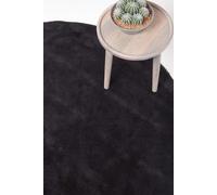 Hand Tufted Plain Cotton Large Round Rug Homescapes Black 150cm diameter
