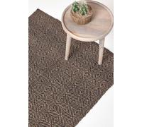 Hand Woven Geometric Jute Rug Homescapes Black 60cm x 100cm